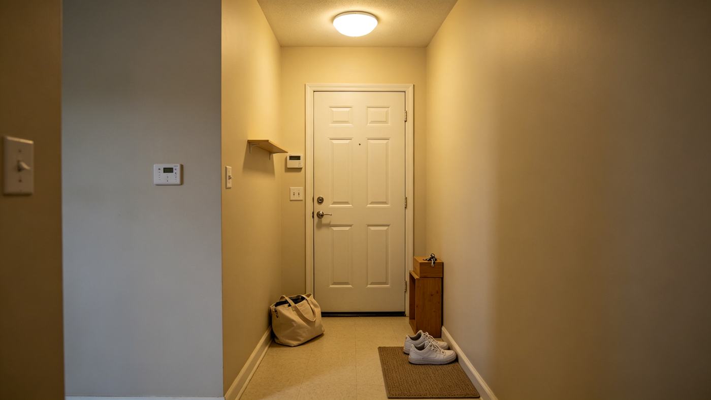 The doorway before: nothing to hold your things
