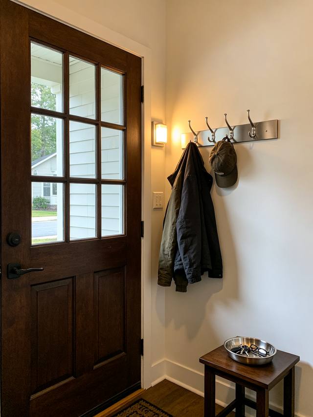 A front door opening straight into the living room